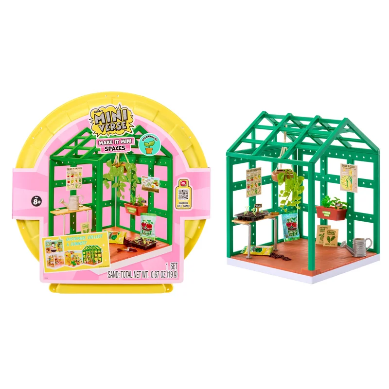 Coffret Miniverse Make It Mini Spaces Greenhouse et la serre assemblée