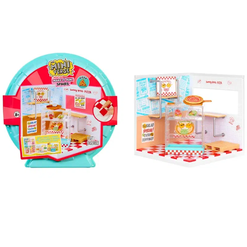 Coffret Miniverse Make It Mini Spaces Pizza Shop et la pizzeria assemblée